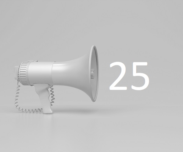 Megaphone and number 25