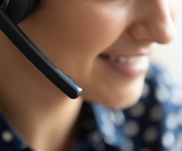 Woman using a headset
