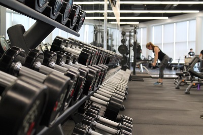 View inside a gym with weights