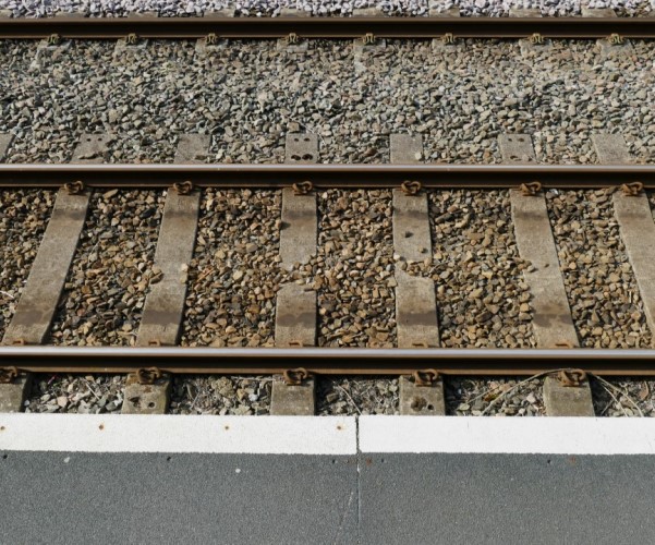 Railway track next to platform
