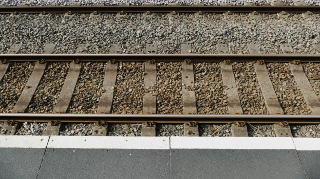 Railway track next to platform