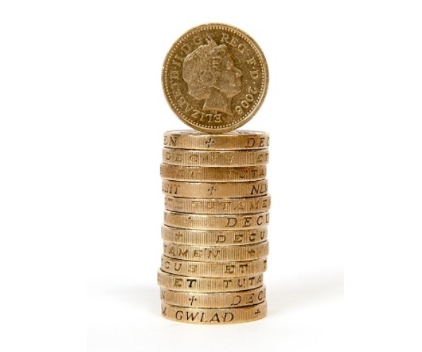 Stack of pound coins money