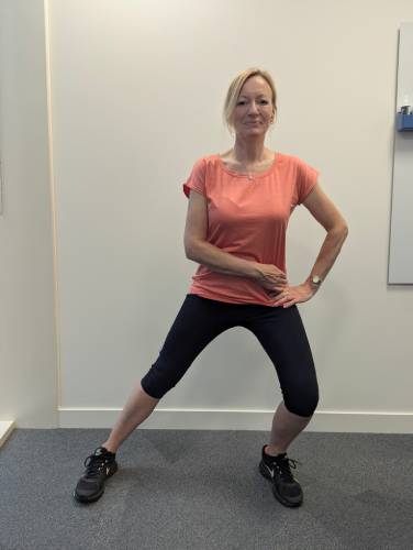 Adductor stretch (right leg shown)