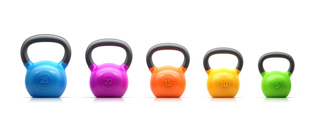 colourful kettlebell weights for exercise