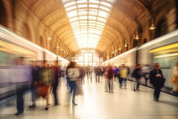 station passengers blurry