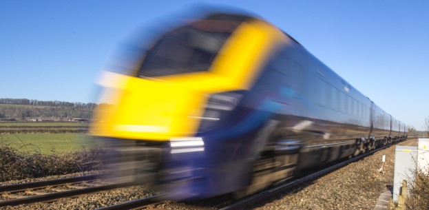 Blurred train travelling at speed