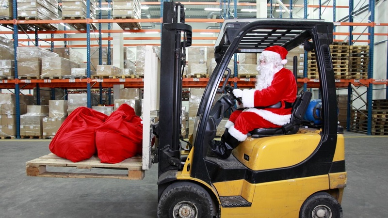 Santa driving machinery