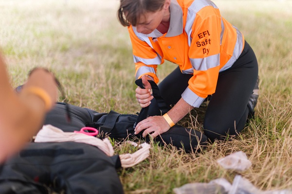 Major bleeds first aid demonstration at Environmental Forestry Ltd safety day