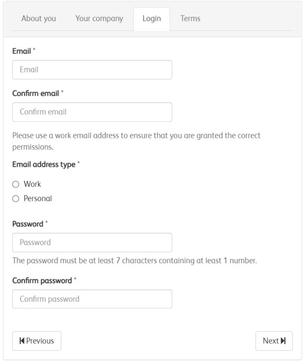 Registration form third tab