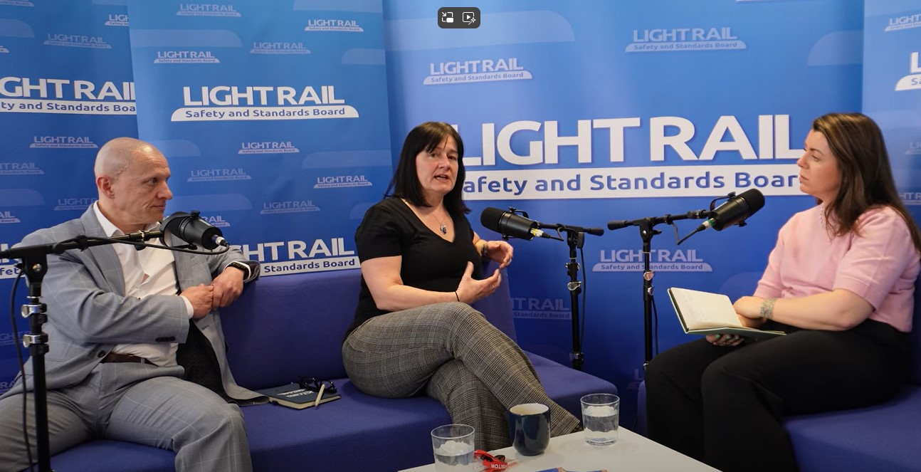 CIRAS' Sue Gray sitting as a guest on LRSSB light rail podcast with Carly Swift and Craig O'Brien of LRSSB