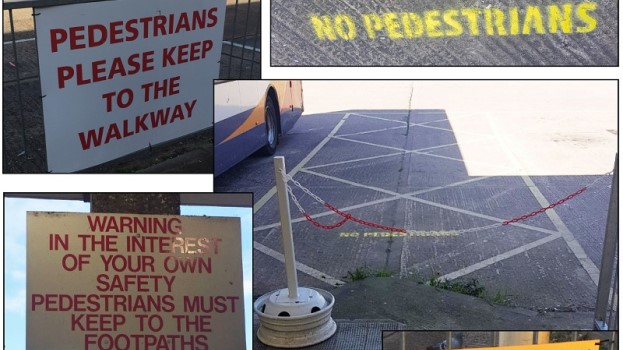 Signs for passengers at Matford bus station