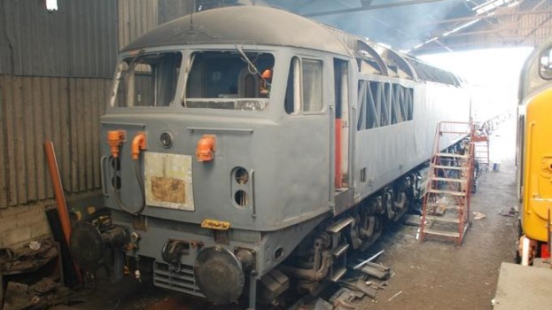 Train being painted at Crewe