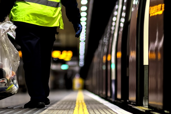 lone worker cleaning operative on the railway