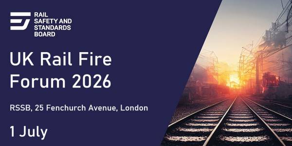 Promo image: UK Rail Fire Forum 2026 - 1 July